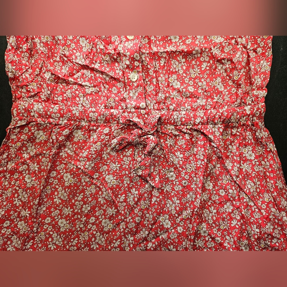 NWT - New Designer "Margaux USA" Floral Tie Waist Midi Shirt Dress - Size XL - Picture 9 of 13